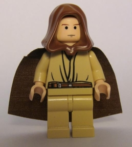LEGO Minifigure -- Obi-Wan Kenobi (young with hood and cape, light flesh, tan legs)-Star Wars / Star Wars Episode 1 -- SW0173 -- Creative Brick Builders